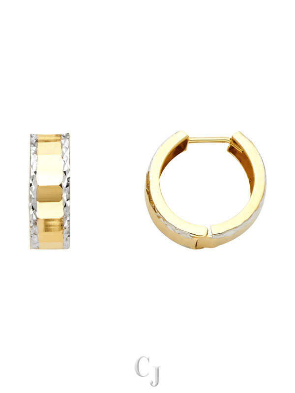 14K 2T DC Polished Huggies Earrings