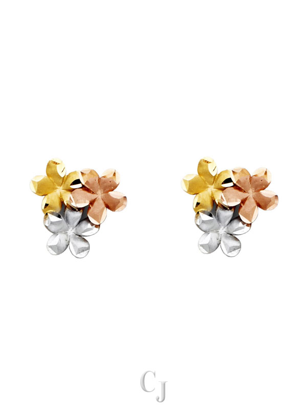 14K 3C Flower Earrings