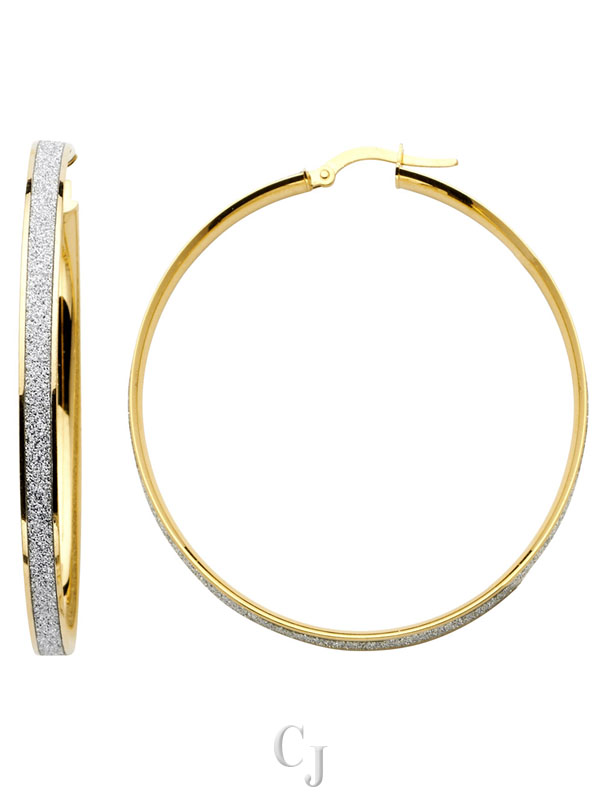14KY Spark Round Hoop Earrings (45mm)