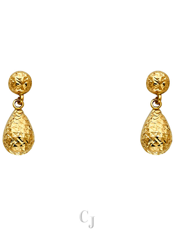 14KY DC Hollow Tear Drop Earrings with Post