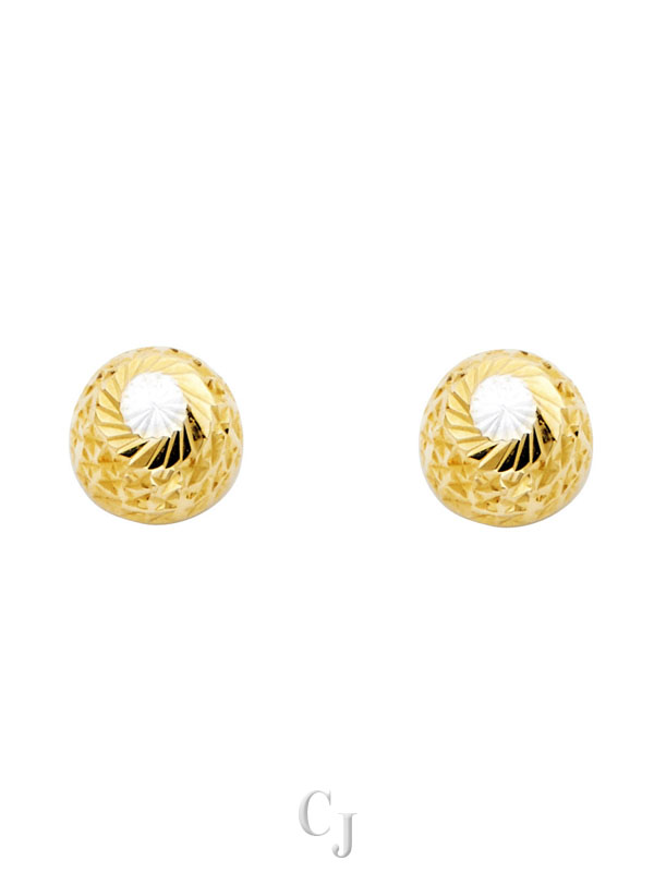 14K 2T 9.5mm DC Hollow Ball Earrings with Push-back