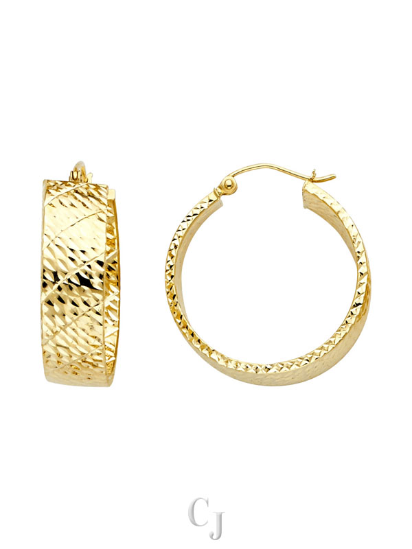 14KY Hollow Wide Full DC Hoop Earrings