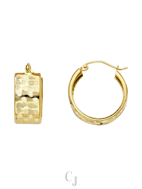 14KY ST Wide SP DC Hoop Earrings