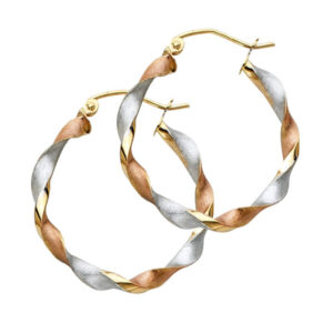 14K 3C Curled Hollow Hoop Earrings