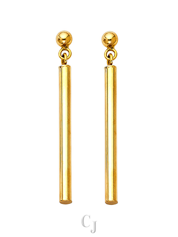 14KY Round Bar Hanging Earrings