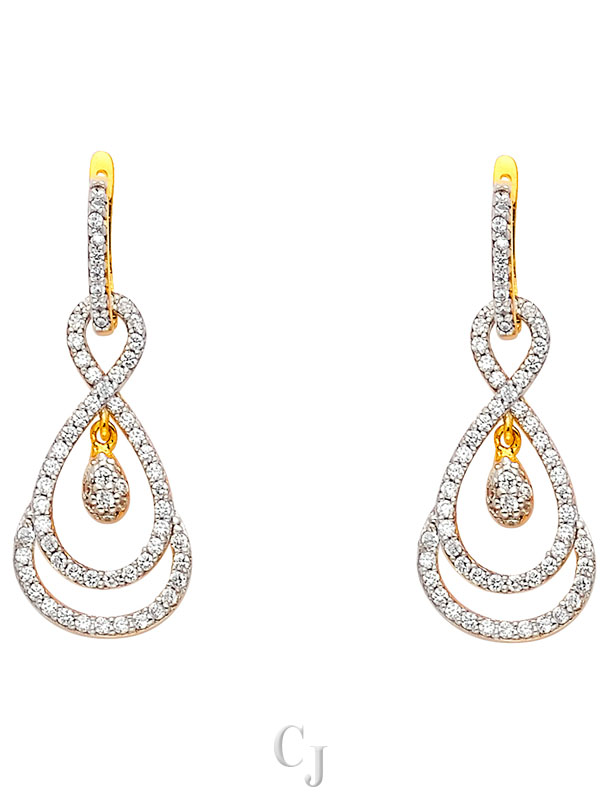 14K 2T CZ Infinity Hanging Earrings