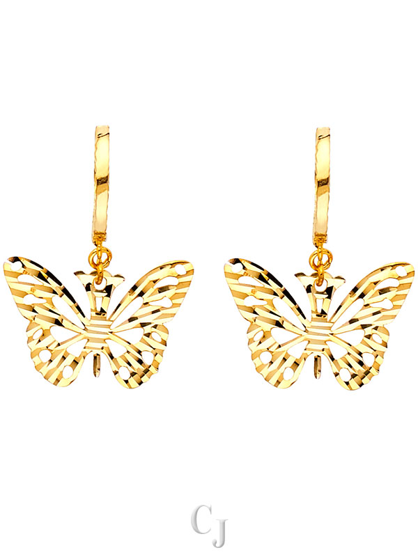 14KY DC Butterfly Hanging Earrings