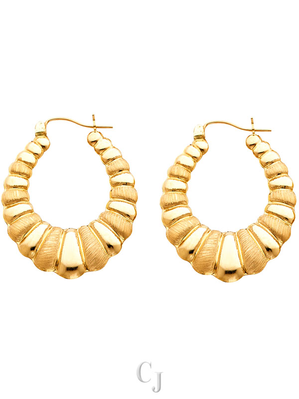 14KY Fancy Hollow Hoop Earrings