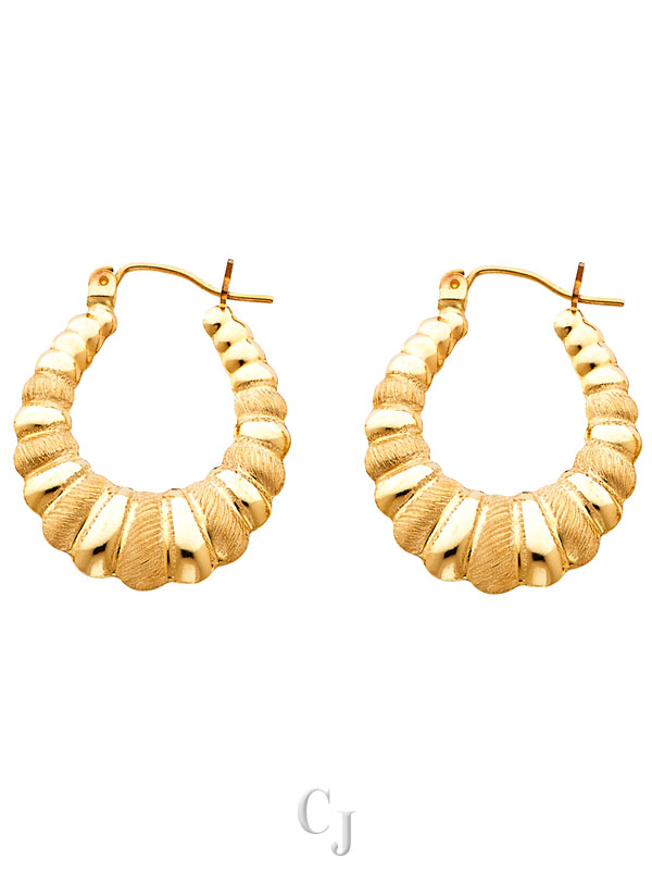 14KY Fancy Hollow Hoop Earrings