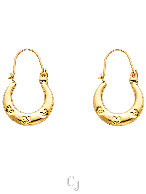 14KY Fancy Hollow Hoop Earrings