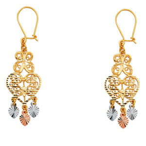14K 3C DC Chandelier Hanging Earrings