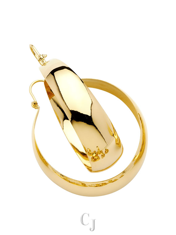 14KY Plain Graduated Hoop Earrings