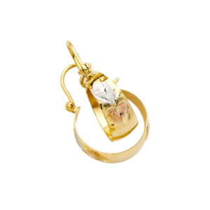 14K 3C Heart DC Graduated Hoop Earrings