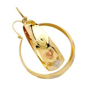 14K 3C Heart DC Graduated Hoop Earrings