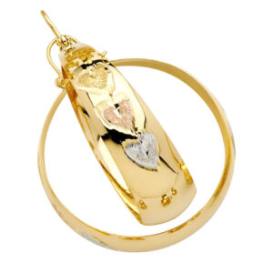14K 3C Heart DC Graduated Hoop Earrings