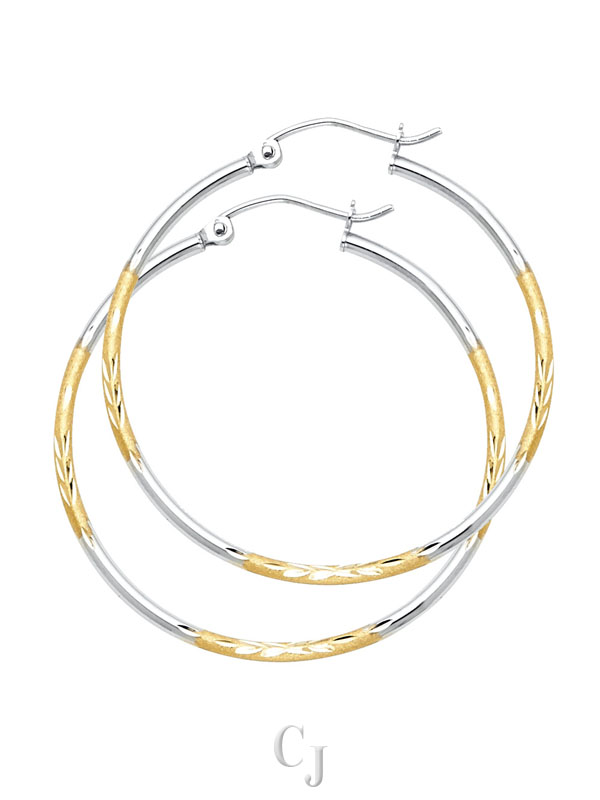 14K 2T Budded DC Hoop Earrings
