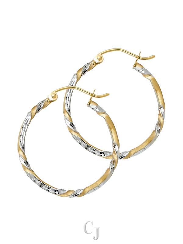 14K 2T Curled Hoop Earrings