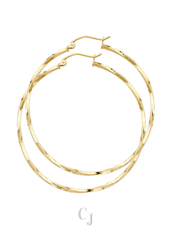 14KY Curled Hoop Earrings