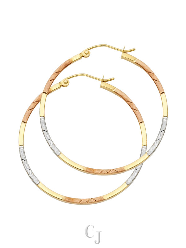 14K 3C DC Square Hoop Earrings