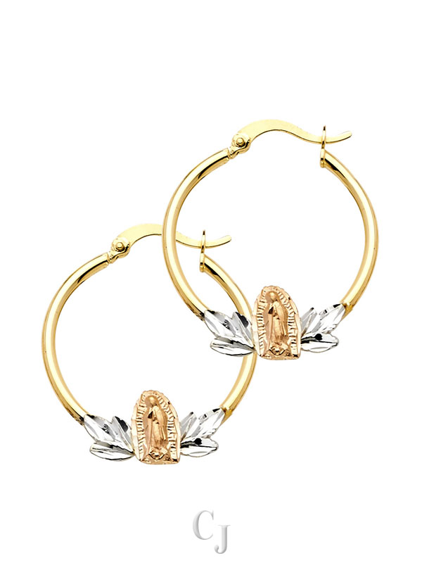 14K 3C Guadalupe Hoop Earrings