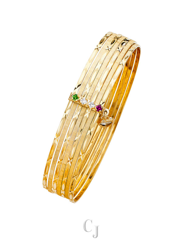 14KY 7Days Solid Bangle with CZ