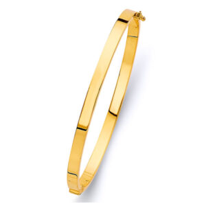 14KY 4mm Square Plain Hollow Oval Bangle