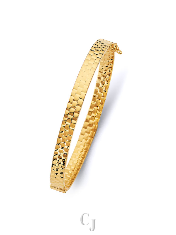 14KY Square Hollow Oval Bangle