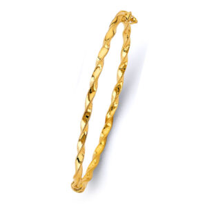 14KY Curled Hollow Tube Oval Bangle