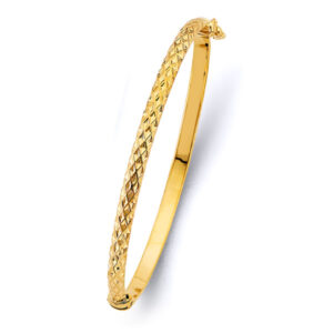 14KY Half Round Dome Hollow Oval Bangle