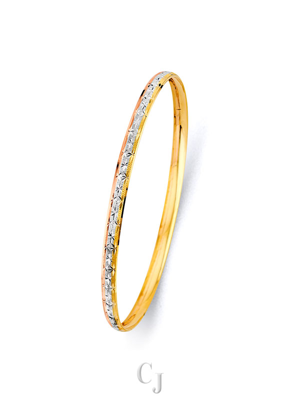 14K 3C 3.7mm Concave Half Dome Solid Bangle