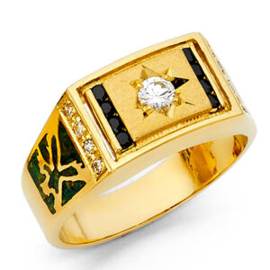14KY CZ Men's Ring with Sapphire