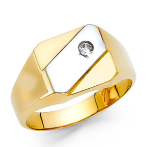 14K 2T CZ Men's Ring