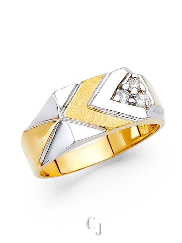 14K 2T CZ Men's Ring
