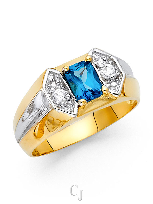 14K 2T CZ Men's Ring