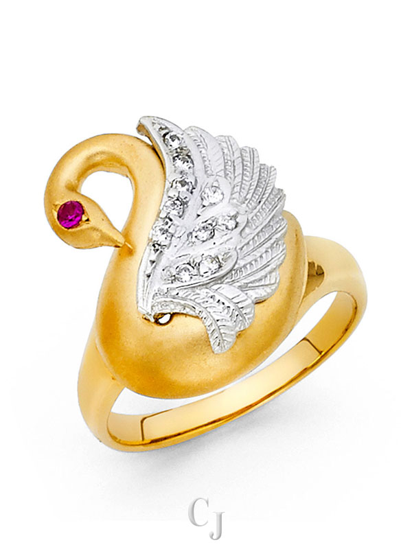 14K 2T CZ Fancy Goose Ring