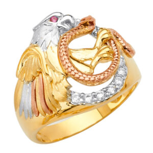 14K 3C Eagle Men's CZ Ring