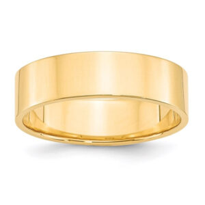 14k Yellow Gold 6mm Lightweight Flat Wedding Band