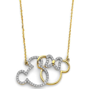 14KY CZ Two Cartoon Mice Necklace