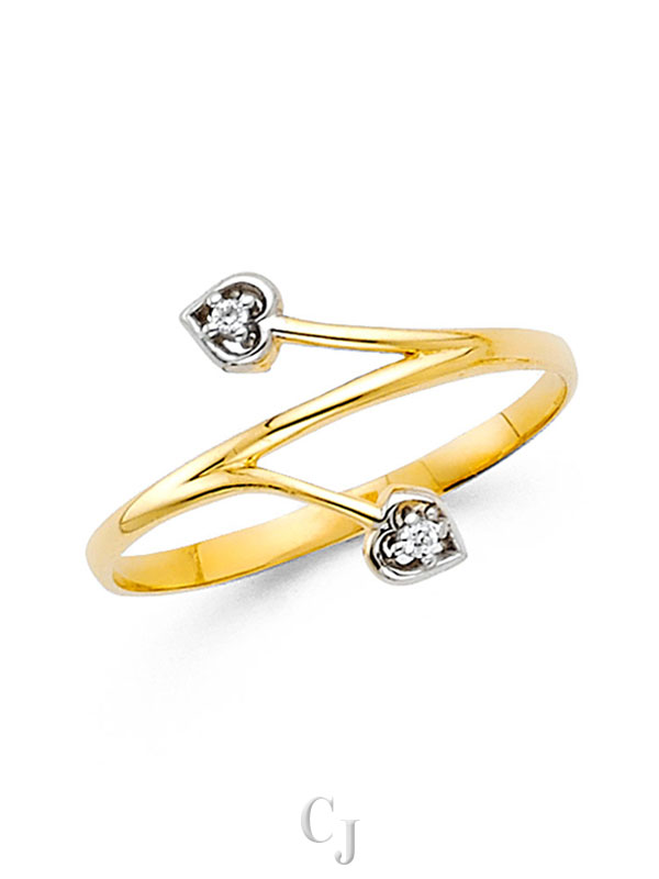 14K 2T CZ Fancy Ring