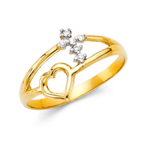 14K 2T CZ Fancy Ring