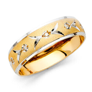 14K 2T Men's CZ Wedding Band