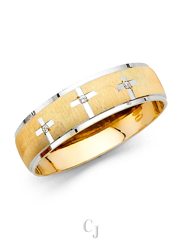 14K 2T Men's CZ Wedding Band