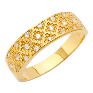 14KY CZ Men's Wedding Band