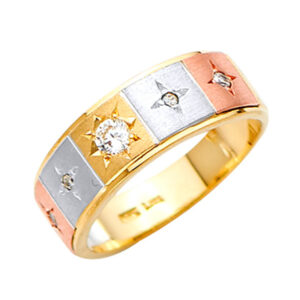14K 3C Men's CZ Wedding Band
