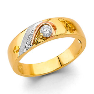 14K 2T Men's CZ Wedding Band