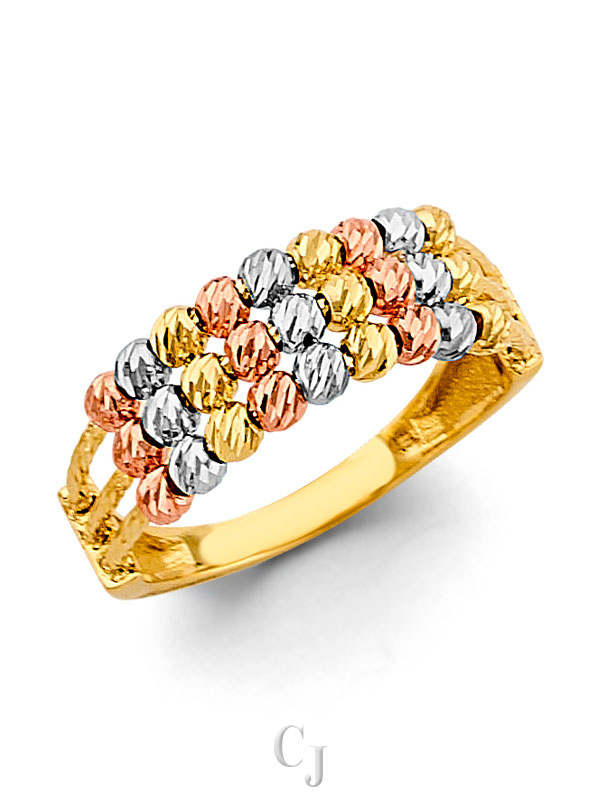 14K 3C Fancy Ball Ring