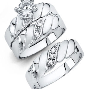 14KW CZ Engagement Ring/Trio Set