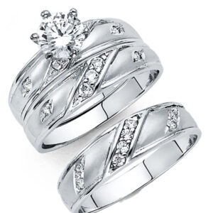 14KW CZ Engagement Ring/Trio Set