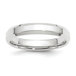 14k White Gold 4mm Beveled Edge Comfort Fit Wedding Band