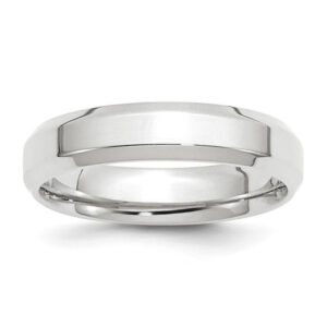 14k White Gold 5mm Beveled Edge Comfort Fit Wedding Band